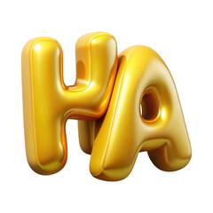 3d render of golden balloons ha isolated on transparent background