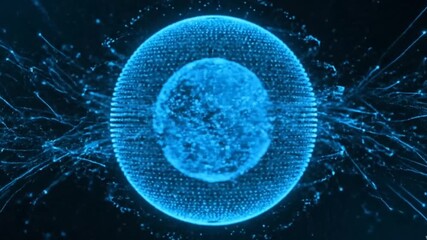 Blue Energy Ball Technology  Rotating 3D - Powered by Adobe