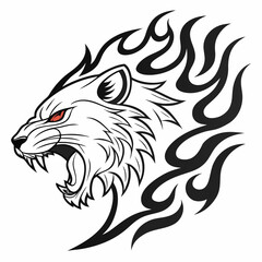 White tiger with red fire wings,