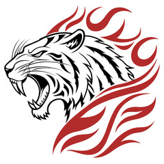 White tiger with red fire wings,