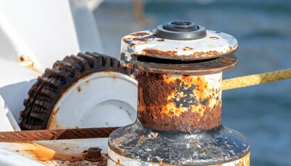 Rusty Metal Gear Mechanism on White Surface Shows Weathered Industrial Machine Element