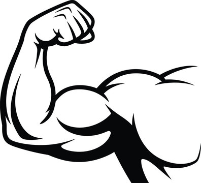 Strong bicep flexing arm muscle illustration
