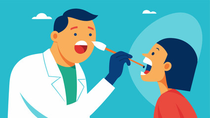Fototapeta premium Dental Screening A dentist examining a patients teeth with dental tools highlighting the importance of oral health in overall wellbeing.
