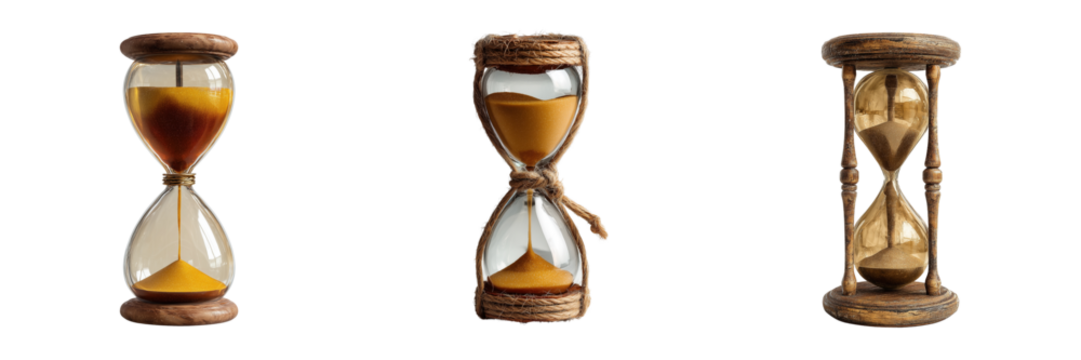 Set of transparent glass Hourglass isolated on a transparent background - Powered by Adobe