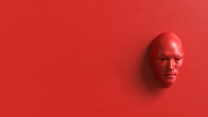 The Red face for Abstract Background concept 3d Rendering.