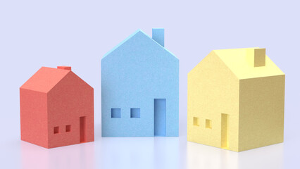 The House multi color for real estate or property concept 3d Rendering.