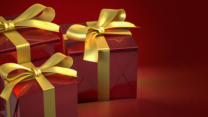 The Red Gift box  for celebration or Holiday concept 3d Rendering.