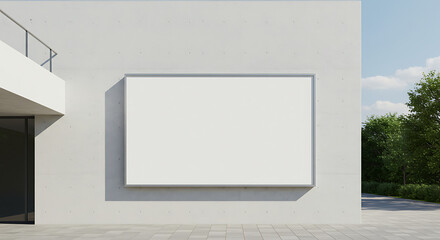 Minimalist Blank Billboard Mockup on Concrete Wall