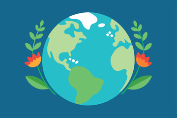 Naklejka premium earth day eco themed background with globe leaves (1).eps