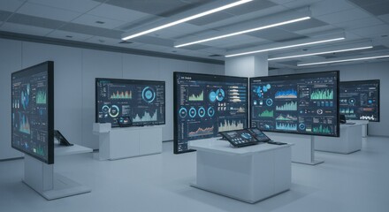 Advanced data visualization lab featuring interactive dashboards and analytic tools