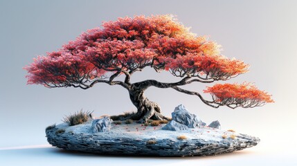 Autumnal Bonsai: A Digital Masterpiece of Serenity