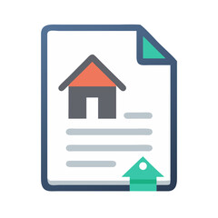 Real Estate Document with House and Upload Icon on a White Paper