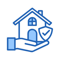 House protection in hand icon for security and insurance flat vector illustration