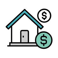Simple Home Finance Graphic Depicting a House with a Dollar Sign Icon