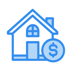 Real estate investment icon with house and dollar sign on a black background
