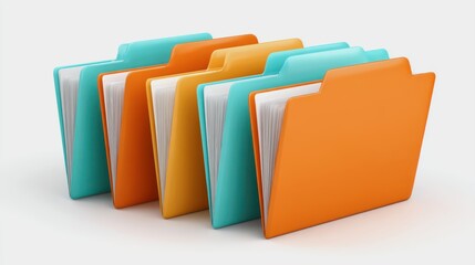 Merger contracts concept. Colorful file folders arranged neatly, showcasing organization and readiness for document management.