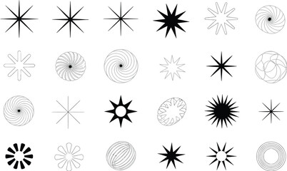 Obraz premium Collection of abstract star and spiral shapes circle
