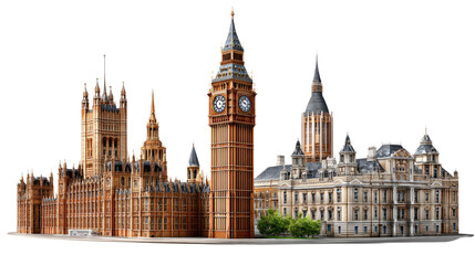 Fototapeta premium Iconic Architecture in the Heart of London: Majestic cityscape of historical buildings, capturing the timeless beauty and grandeur of the architecture and cultural heritage.