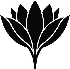Black stylized lotus flower silhouette isolated on white background vector 1