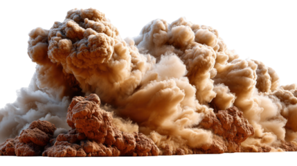Dust cloud explosion: A dynamic display of natural power unfolds, a brown and white dust cloud billows, forming a striking and chaotic cloudscape.