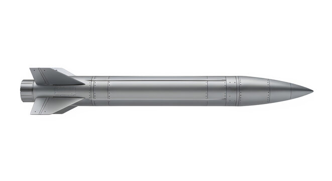Gray missile with fins on a white background  isolate