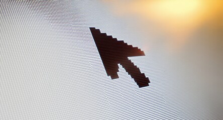 Close-up of a Pixelated Right-Arrow Cursor on a Screen