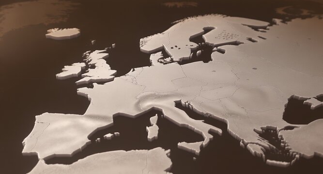 Detailed 3D Relief Map of Europe