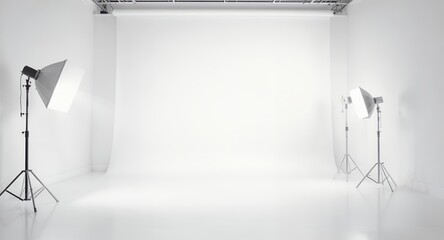 Empty Photography Studio with Lighting Equipment