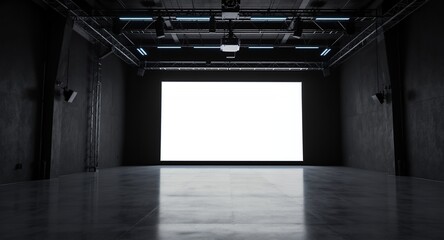 Empty Studio Space with Large Blank Screen