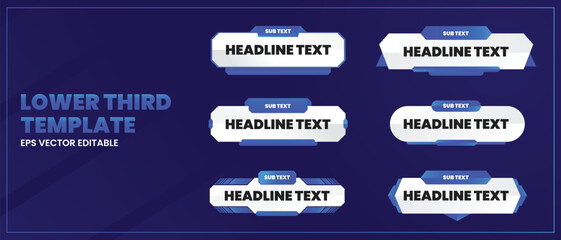 Lower third vector design with blue white shape overlay text video. Videos Lower Thirds Pack.