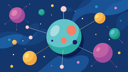 Fototapeta premium Exosome Science A fun abstract background showing digital representations of exosomes such as small spherical shapes connected with lines creating a scientific ambiance.