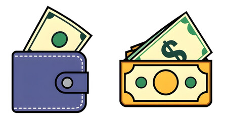 Men's wallet, Women's wallet, Luxury wallet, Wallet with coins, Folded wallet, Digital wallet icon, Wallet design, Financial security, Cash and cards, Payment icon, Riches symbol, Currency holder, Poc