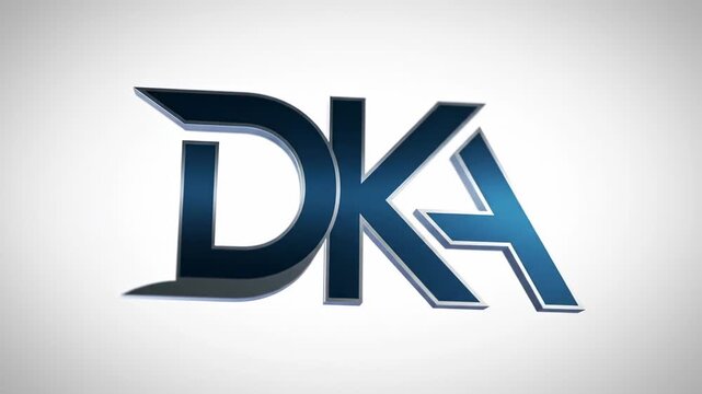 3D letters DKA in dark blue with silver accents