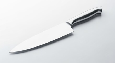 Obraz premium Sharp Stainless Steel Kitchen Knife on White Surface