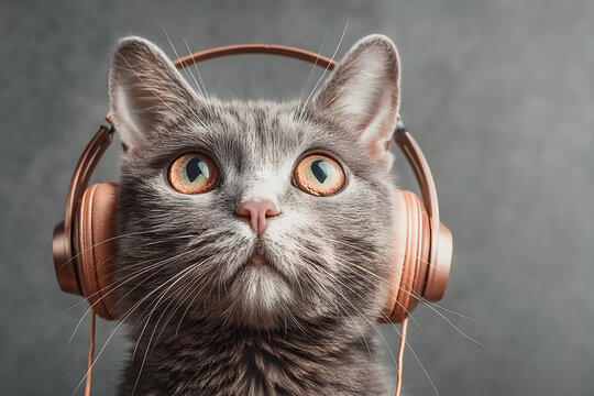 Cat Listening to Music