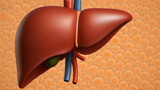 Doctor exam liver. Liver anatomy organ medical illustration healthy liver with blood vessels gallbladder detailed organ structure textured background