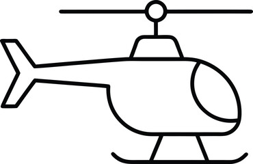 helicopter icon outline vector illustration on transparent background