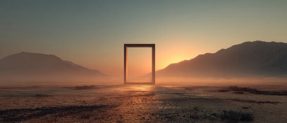 Sunset Portal: A Mystical Passage Through Mountains
