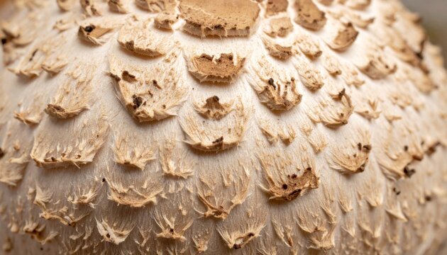 Close up of Textured Mushroom Cap with Brown Scales and Detailed Surface in Natural Light