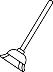 mop icon outline vector illustration on transparent background