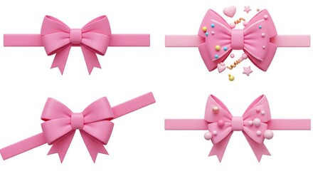Pink bow collection decorative elements