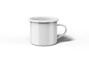 Standing of Blank Enamel Mug, 3D Illustration