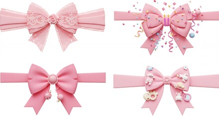 Pink bows collection design