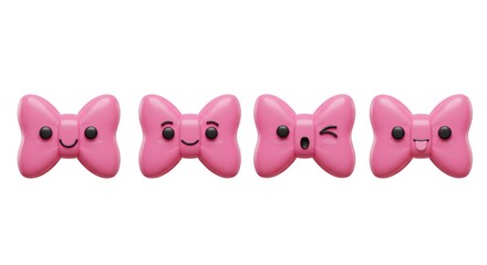Pink bows with expressions