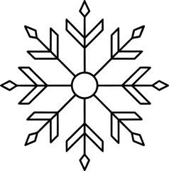 snowflake icon outline vector illustration on transparent background