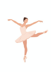 Fototapeta premium Graceful Ballerina in Pink Tutu. Minimalist Flat Vector Illustration of Dance.