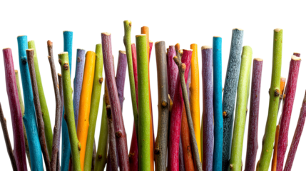 Colorful painted twigs vibrant wood sticks nature art