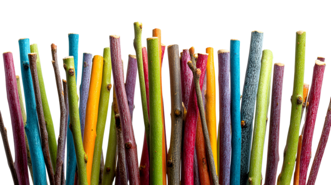 Colorful painted twigs vibrant wood sticks nature art