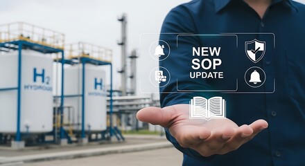 Man presenting new standard operating procedure update