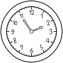 Hand drawn clock cartoon illustration outline 